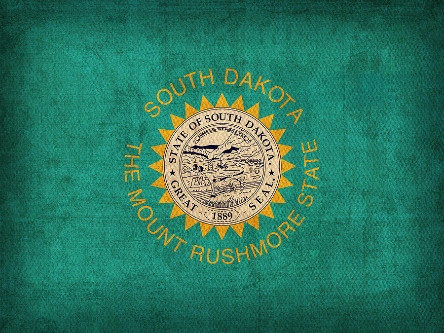 Rushmore Mixed Media - South Dakota State Flag Art on Worn Canvas by Design Turnpike