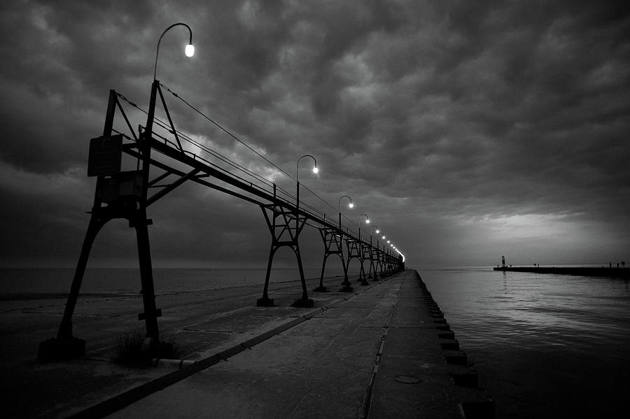 Black And White Photograph - South Haven Pier by Sebastian Musial