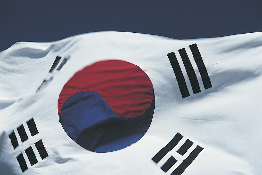 South Korea flag Photograph by Comstock