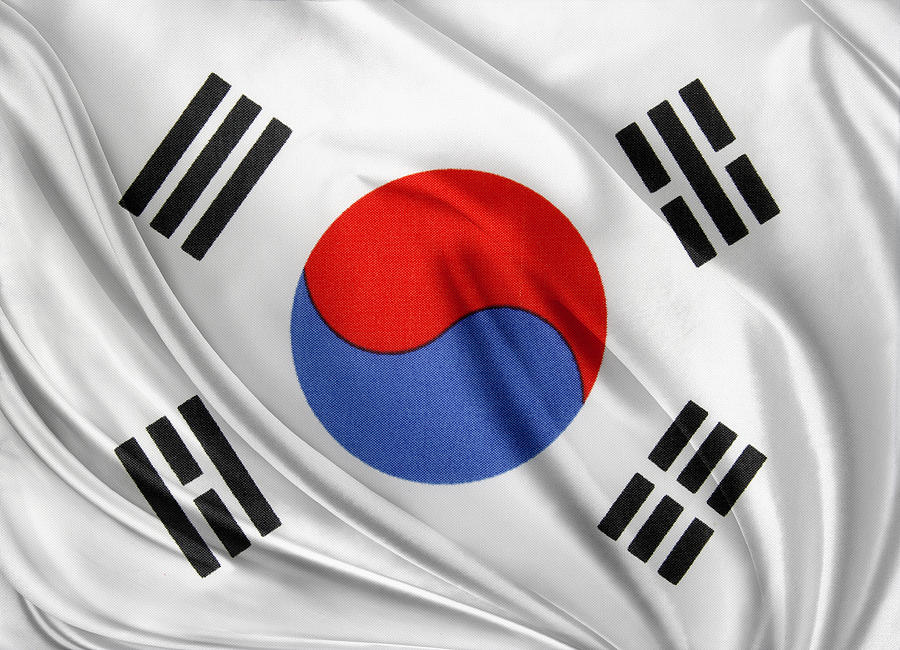 Flag Photograph - South Korean flag by Les Cunliffe