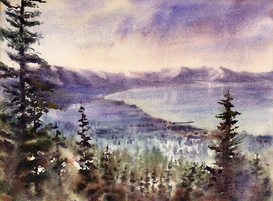 South Lake Tahoe from Heavenly Painting by Keith Thompson
