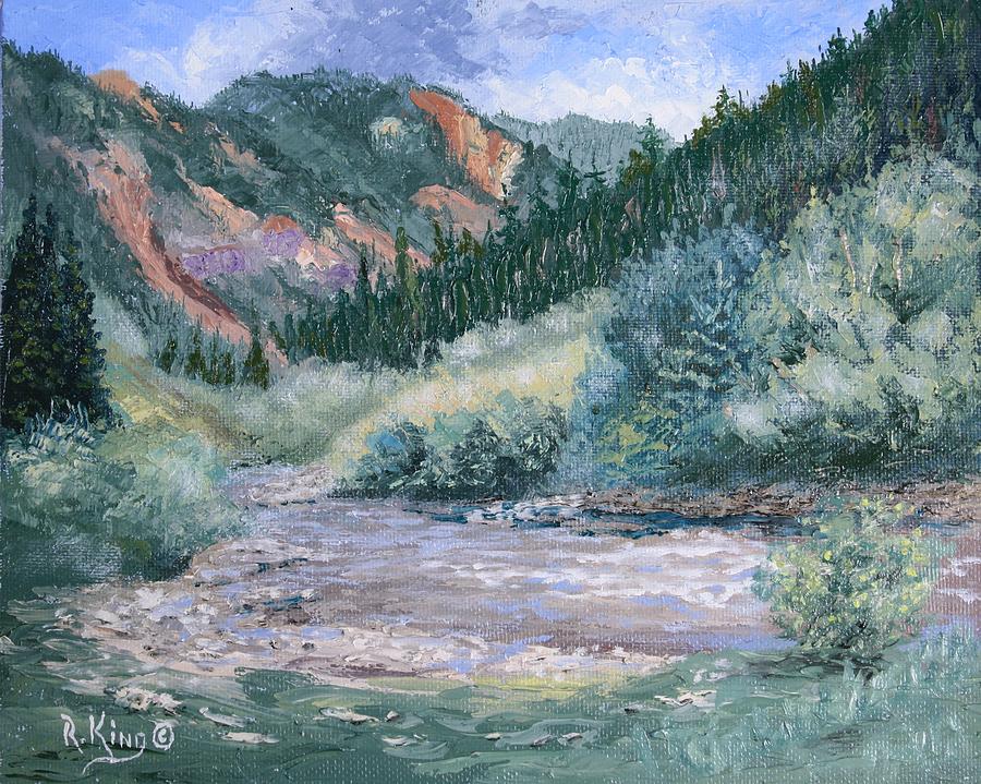 Mountain Painting - South Mineral Creek en plein air by Roena King