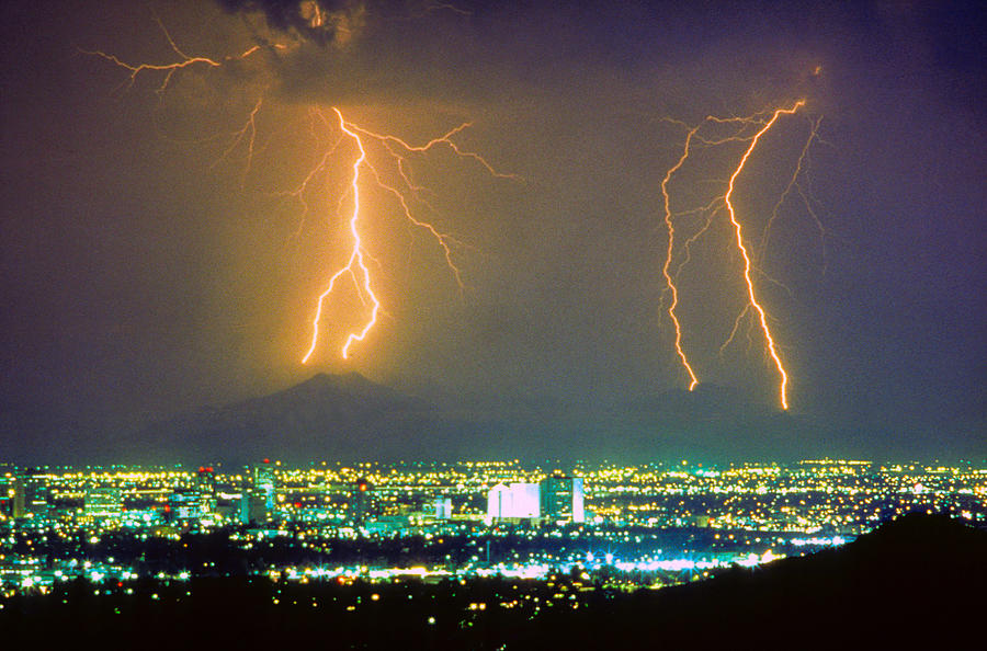 South Mountain Lightning Strike Phoenix AZ Photograph by James BO Insogna