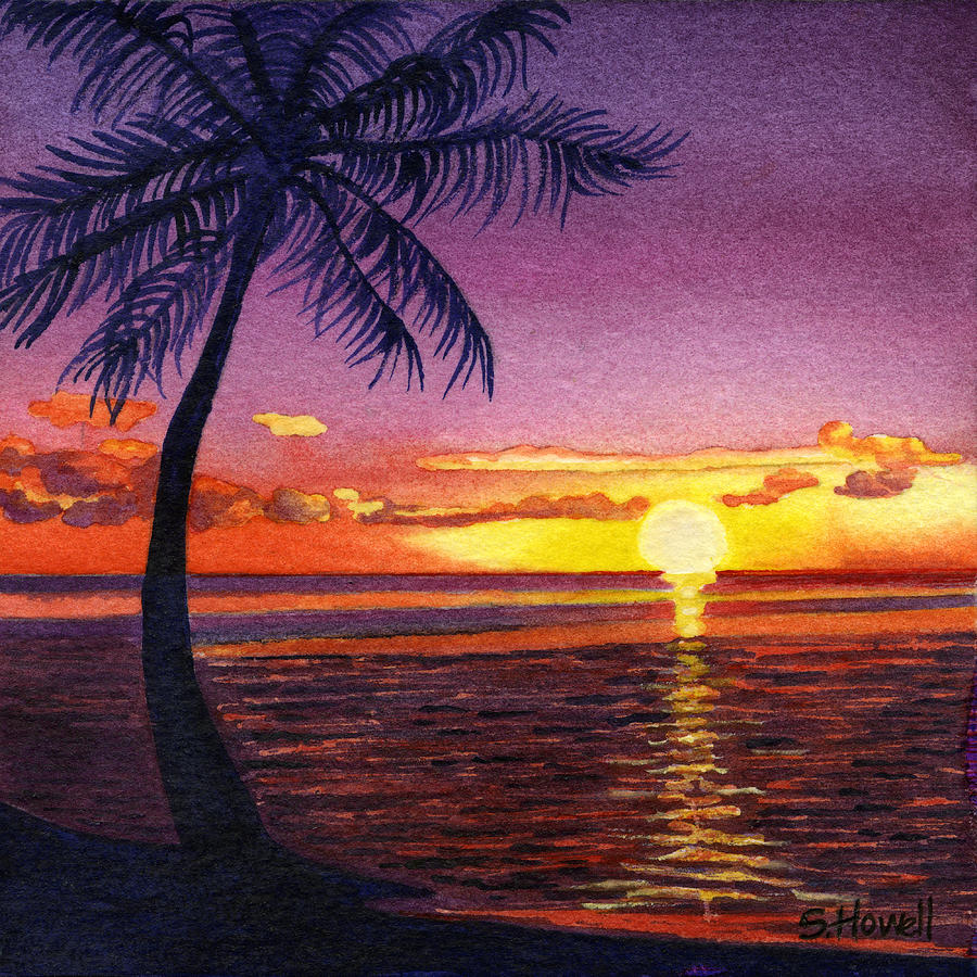 Sunset Painting - South Pacific Sunset by Sandi Howell