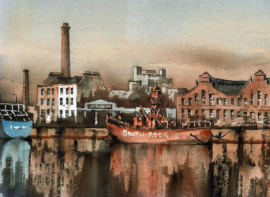 South Rock Light Ship Dublin Painting by Val Byrne