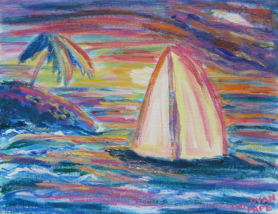 Sunset Painting - South Seas Sunset by Diane Pape