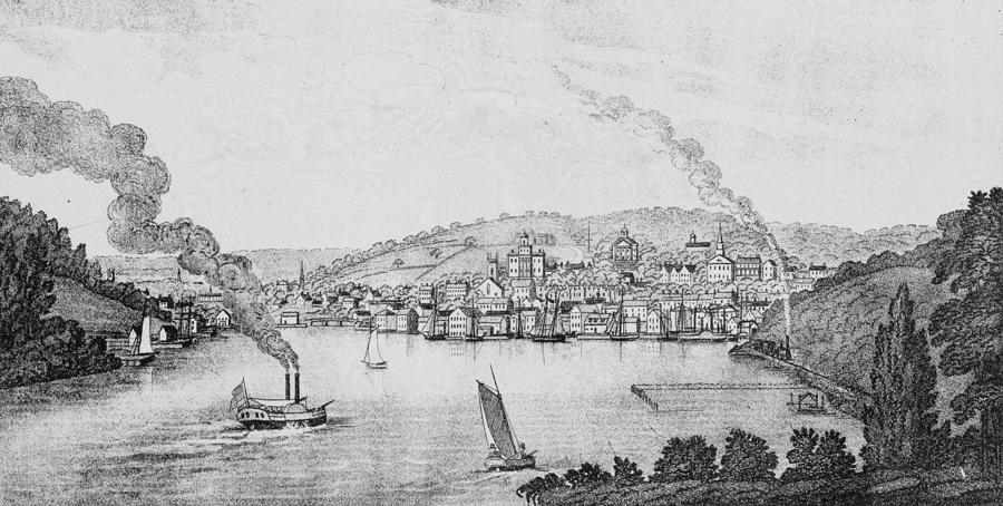 Harbour Photograph - South View Of Norwich City, From Connecticut Historical Collections, By John Warner Barber, 1856 by American School