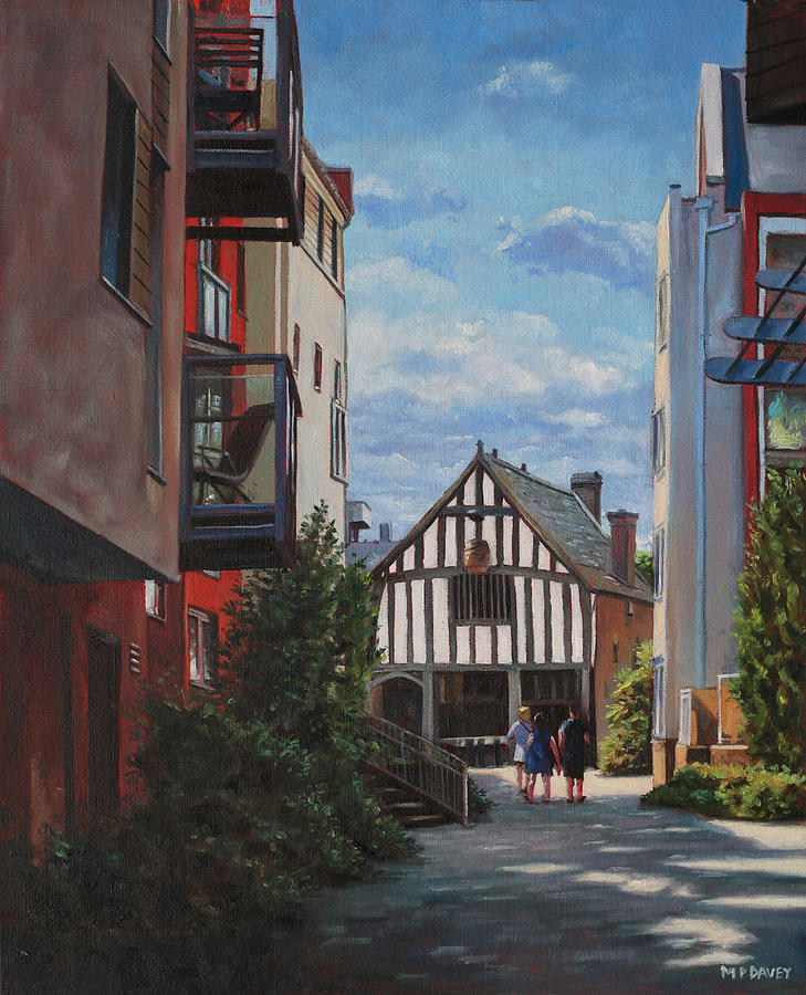 Landscape Painting - Southampton Medieval Merchant House from High st by Martin Davey