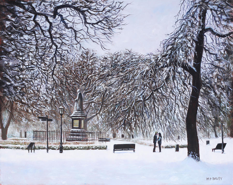 Winter Painting - Southampton Watts Park in the Snow by Martin Davey