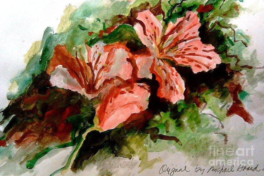 Southern Azalea In New Orleans Painting by Michael Hoard