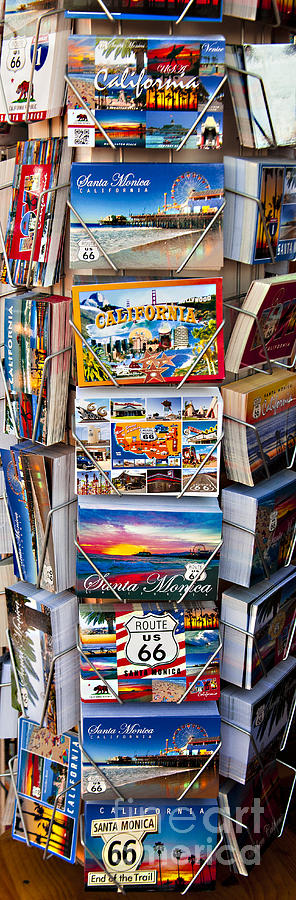 Southern California Beach Post Card Rack Original Fine Art Photograph Print And Poster Photograph by Jerry Cowart