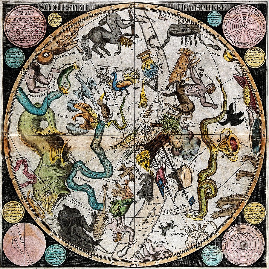 Map Photograph - Southern Celestial Planisphere 1790 by Wellcome Images