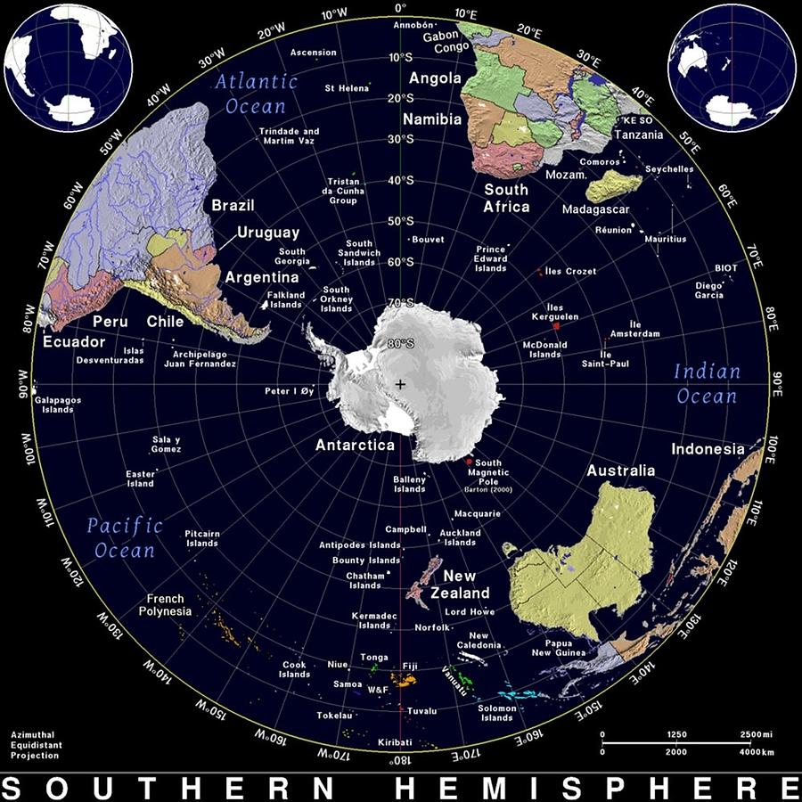 Southern Hemisphere Map Mixed Media by Florene Welebny