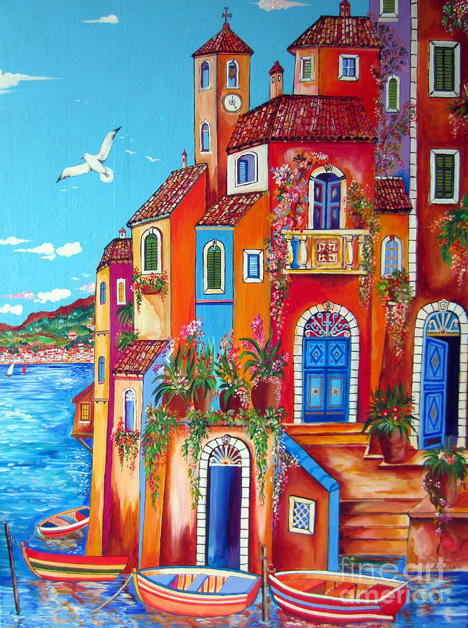 Southern Italy Amalfi Coast Village Painting by Roberto Gagliardi