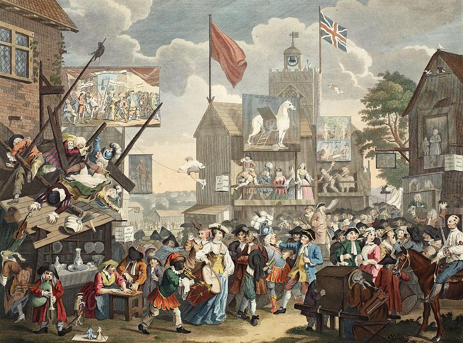 Actor Drawing - Southwark Fair, 1733, Illustration by William Hogarth