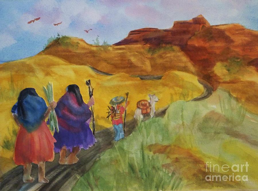 Southwest-Desert Travelers-Native American Painting by Ellen Levinson