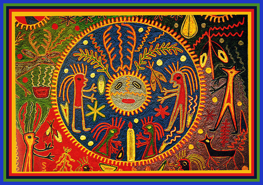 Southwest Huichol Del Sol Digital Art by Vagabond Folk Art - Virginia Vivier