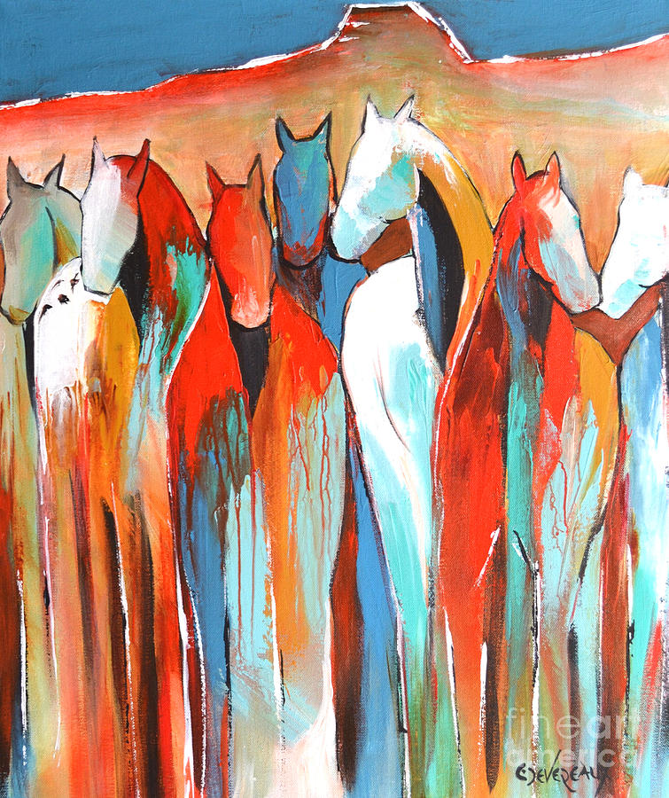 Horse Painting - Southwest II by Cher Devereaux