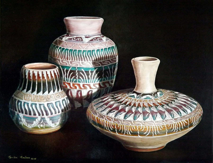 Southwest Pottery Painting by Linda Becker