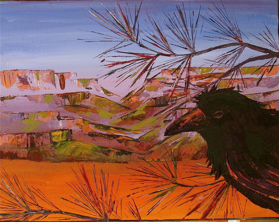 Southwest Raven Painting by Carolyn Doe