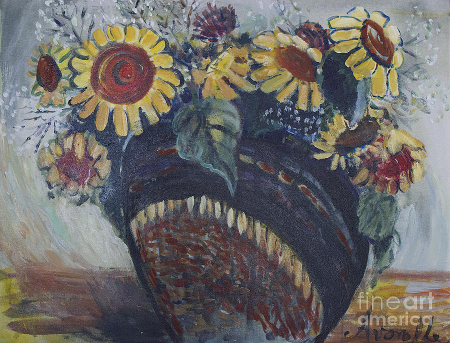 Sunflowers Painting - Southwest Sunflowers by Avonelle Kelsey