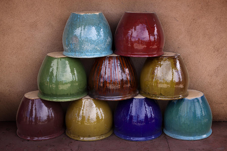 Santa Fe Photograph - Southwestern Ceramic Pots by Carol Leigh