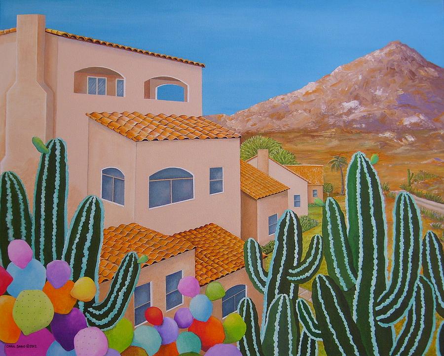Southwests Summer Fiesta Left Canvas Painting by Carol Sabo