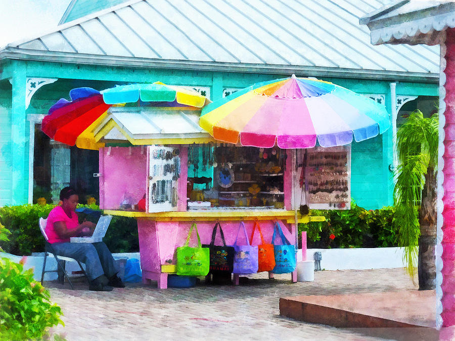 Umbrella Photograph - Souvenir Stand Port Lucaya Marketplace by Susan Savad