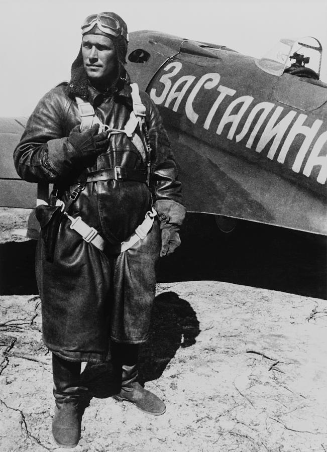 Goggle Photograph - Soviet Ace Pilot Boris Safonov, Next by Everett