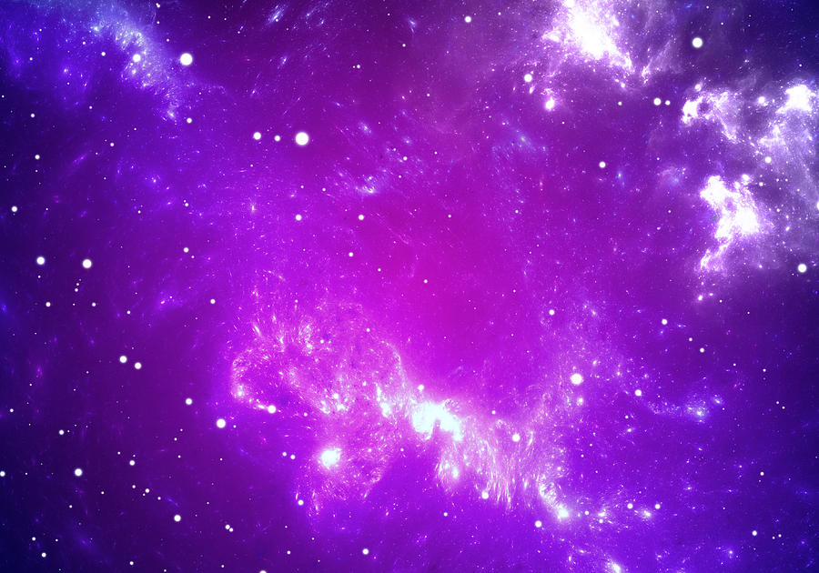Space Background With Purple Nebula And Stars Digital Art By Peter