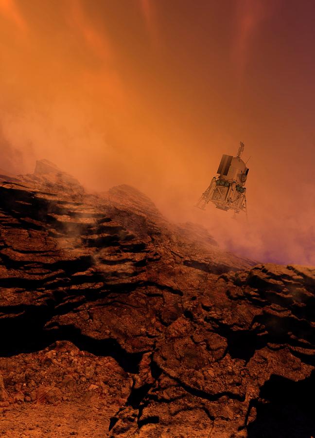 Space Craft Landing On Planet Surface Photograph by Victor Habbick Visions/science Photo Library