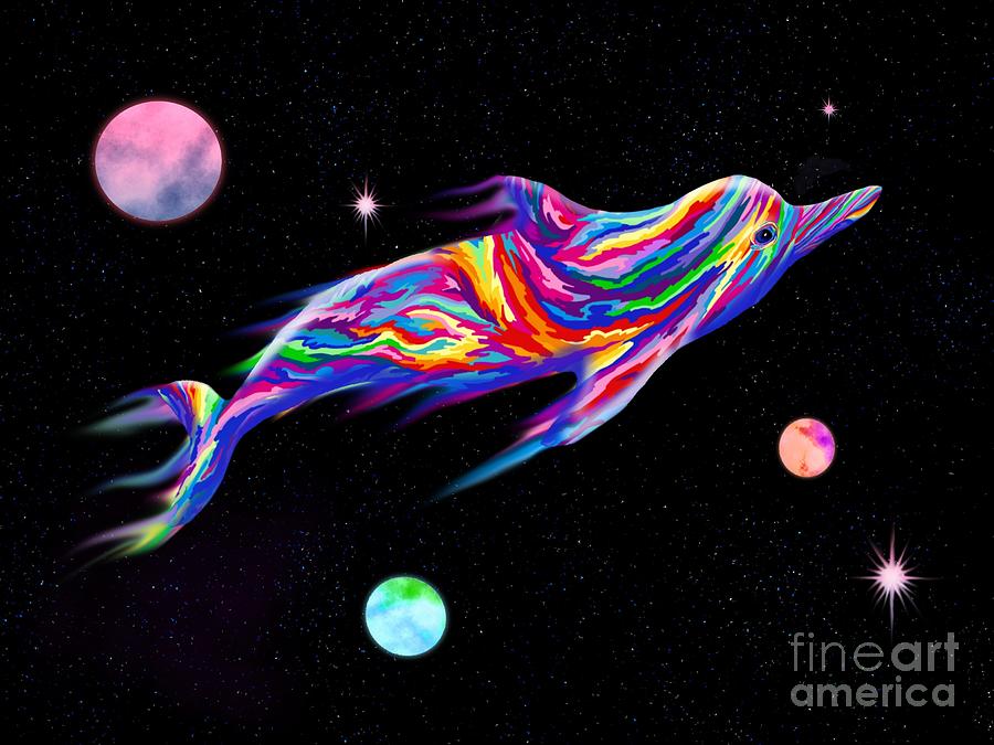 Space Dolphin Painting by Nick Gustafson