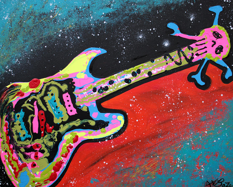 Acrylic Painting - Space Guitar by Laura Barbosa Acrylic Painting - Space Guitar by Laura Barbosa
