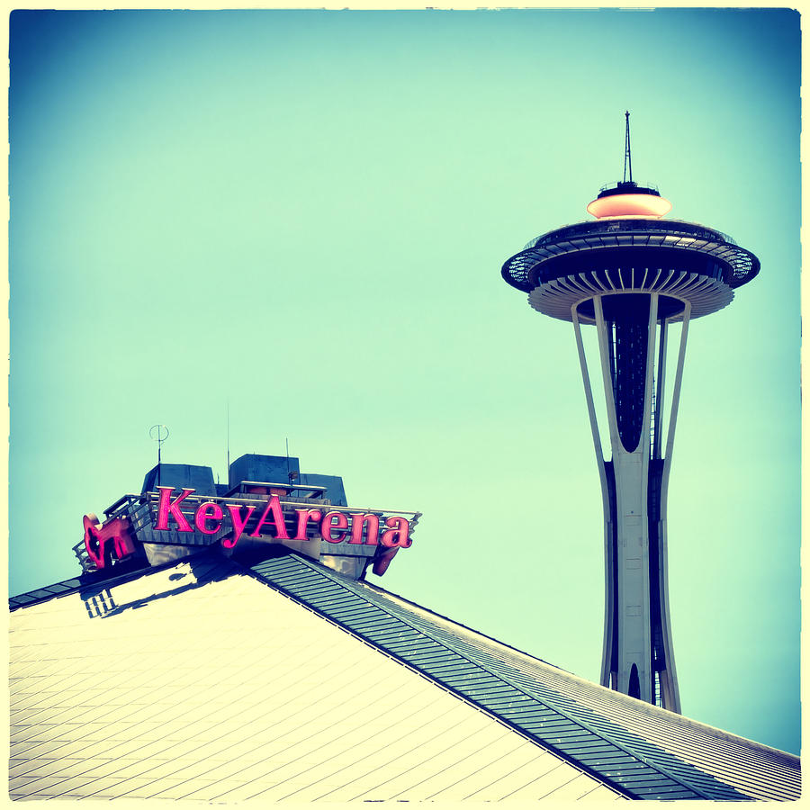 Seattle Photograph - Space Needle and Key Arena by Tanya Harrison