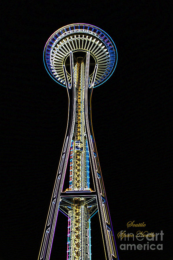 Space Needle Highlight Digital Art by Louise Magno