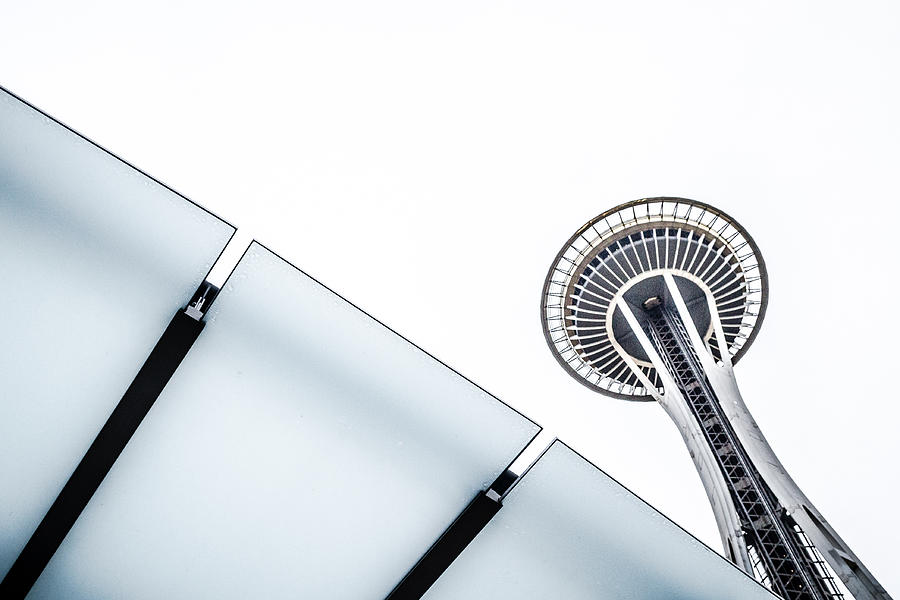 Space Needle on White Photograph by Wade Brooks
