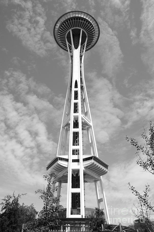 Black And White Photograph - Space Needle Seattle Washington by Bill Cobb