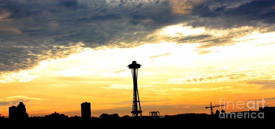 Space Needle Sunset Silhouette Photograph by Nick Gustafson