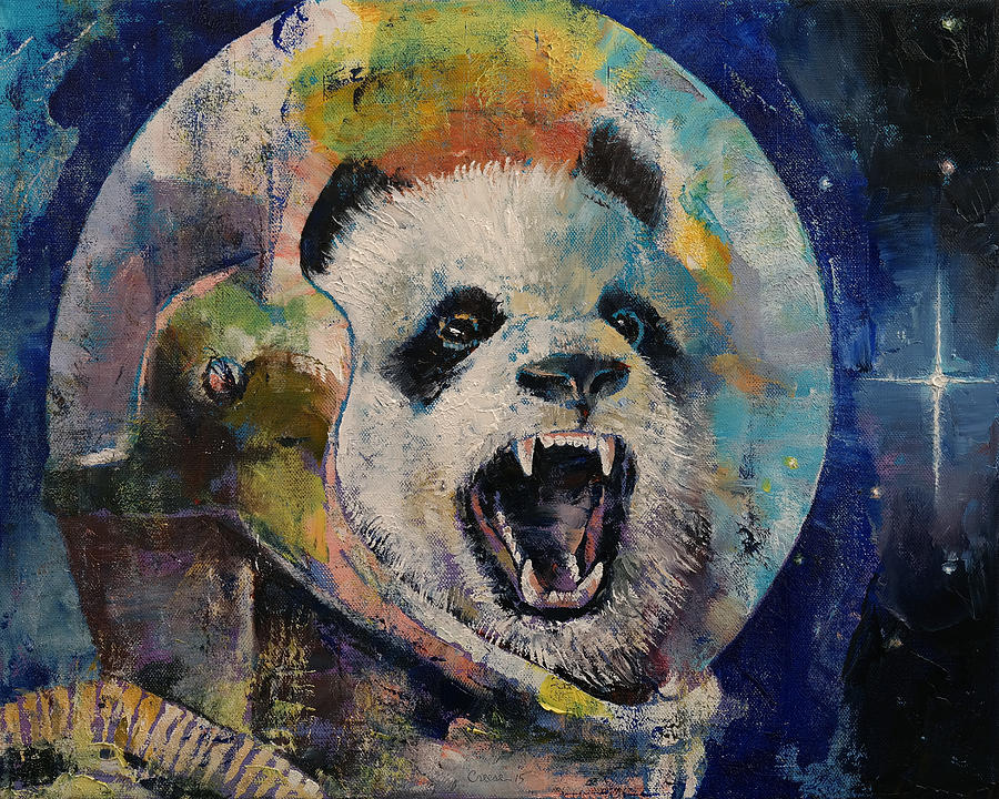 Space Panda Painting by Michael Creese