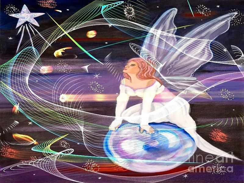 Space Angel Painting by Phyllis Kaltenbach