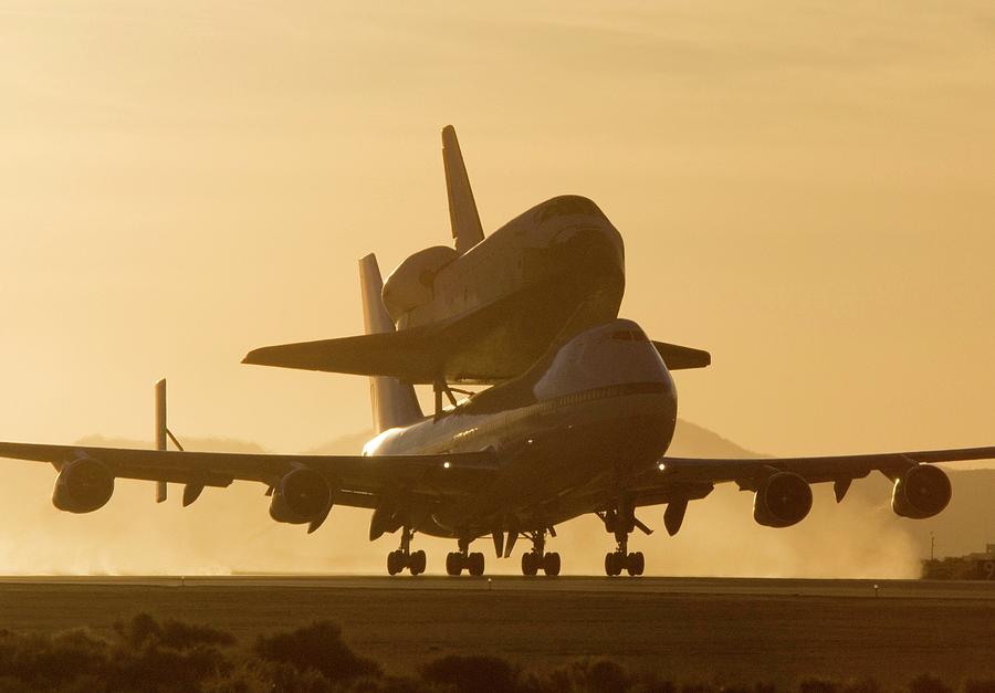 Space Photograph - Space Shuttle Atlantis On A Boeing 747 by Nasa/dfrc/science Photo Library