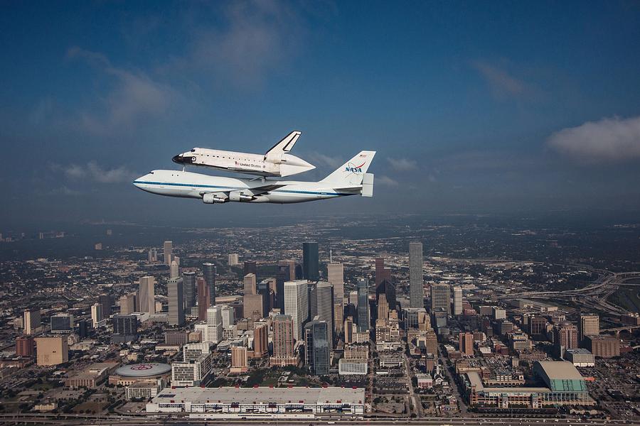 Space Shuttle Endeavour Over Houston Texas Photograph by Movie Poster Prints