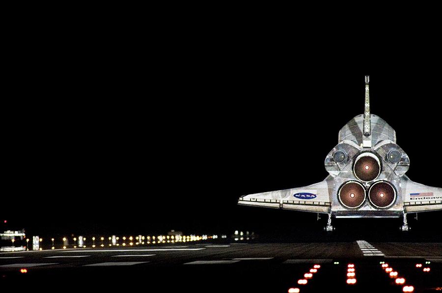 Space Shuttle Landing At Night Photograph by Nasa/science Photo Library