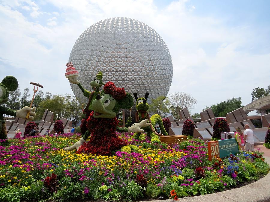 Spaceship Earth And Flower Garden Photograph by Zina Stromberg