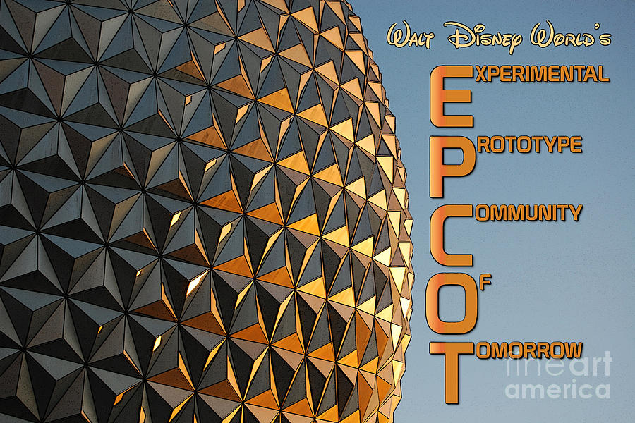 Spaceship Earth Sunset Profile EPCOT Walt Disney World Poster Edges  Digital Art by Shawn OBrien