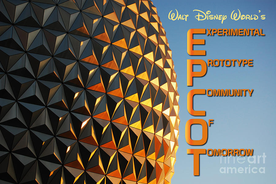 Spaceship Earth Sunset Profile EPCOT Walt Disney World Poster Photograph by Shawn OBrien