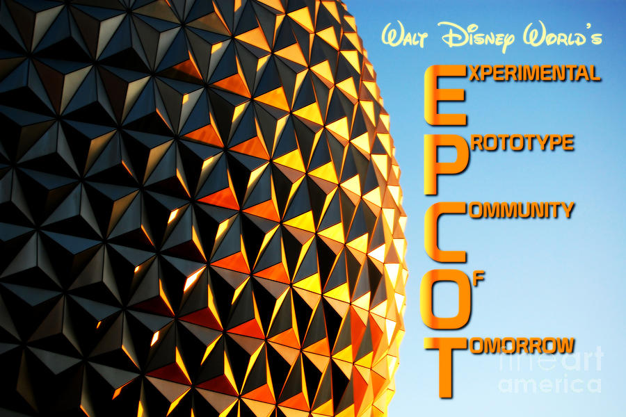 Spaceship Earth Sunset Profile EPCOT Walt Disney World Poster Vivid Digital Art by Shawn OBrien