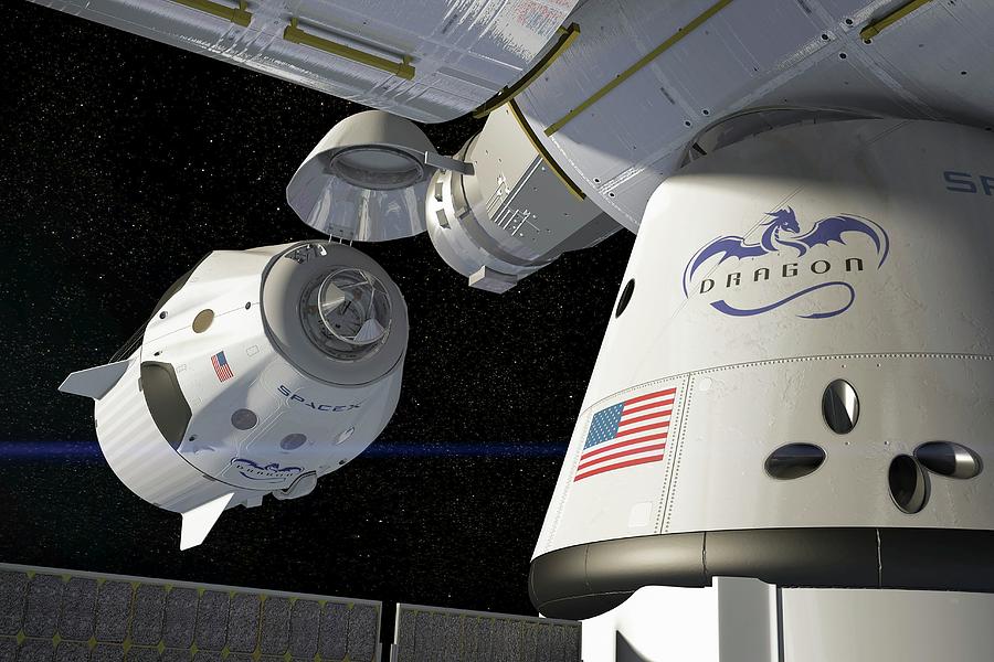 Spacexs Crew Dragon Docking With Iss Photograph By Spacexscience