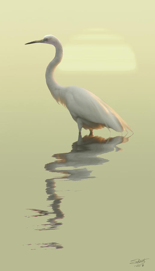 Spades Giant Egret Digital Art by M Spadecaller