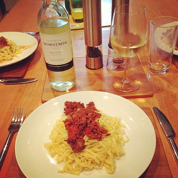 Saturday Photograph - Spag Bol And Wine Is Just Perfect 😍 by Aimee Tyreman